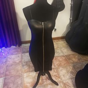 Black Faux Leather Mini Dress